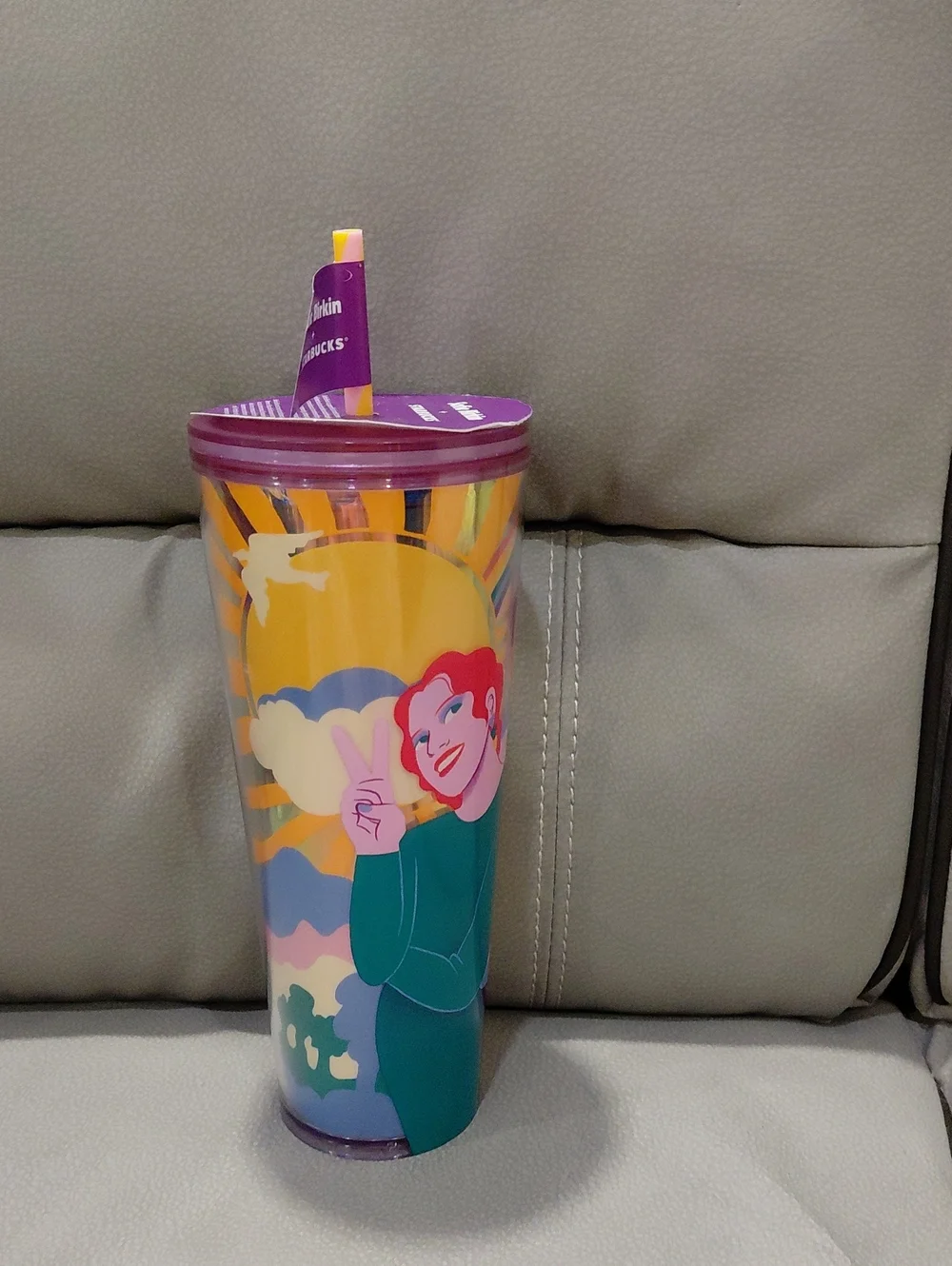 Starbucks Sofie Birkin Rainbow Pride Tumbler with Purple Lid